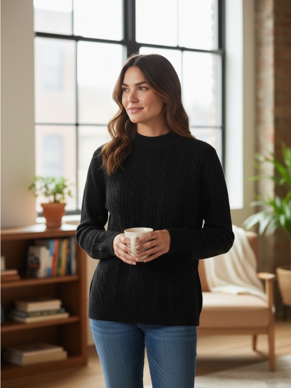 Penmans // Classic Cable Knit Crewneck Sweater // Black